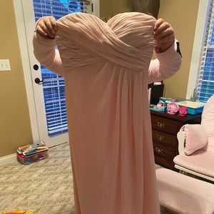 Blush pink long bridesmaid dress